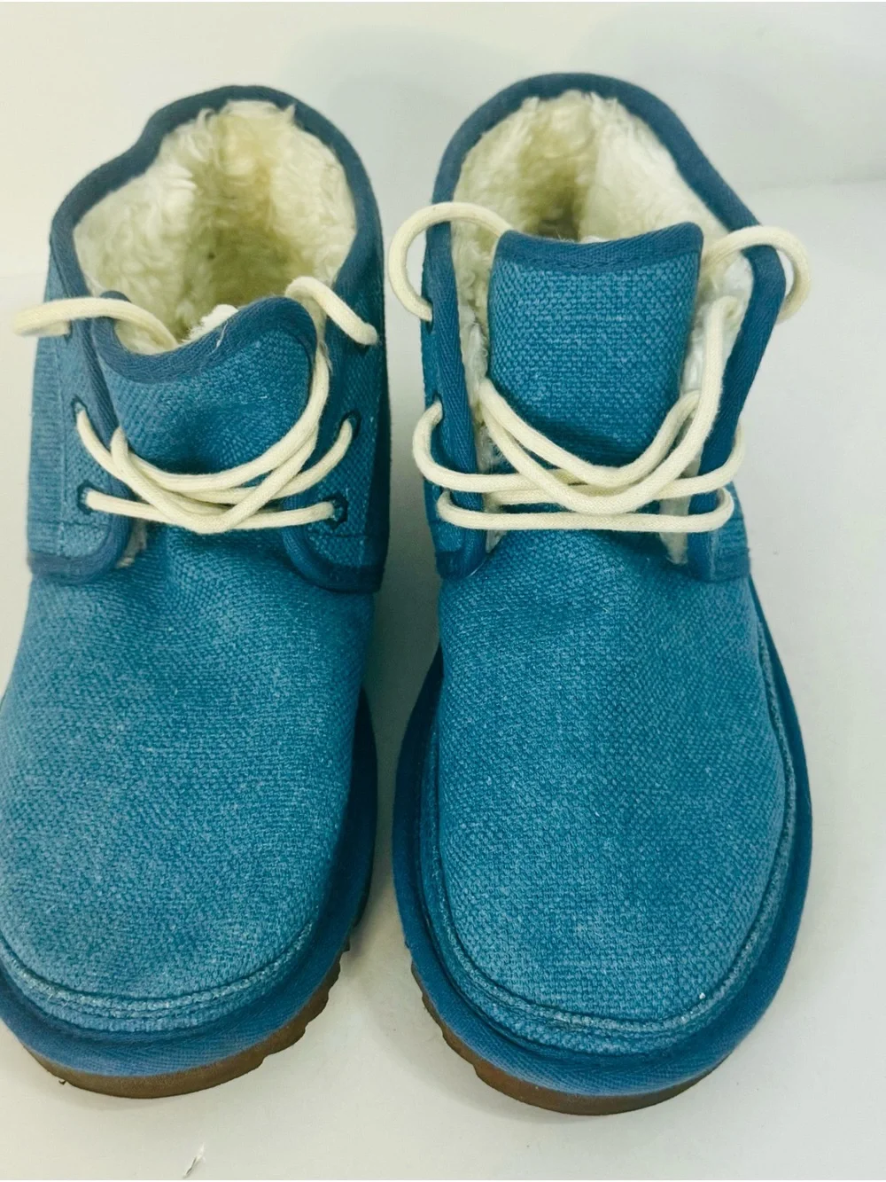 Men’s UGG Blue Sherpa Lined Canvas Boot Shoes in Denim